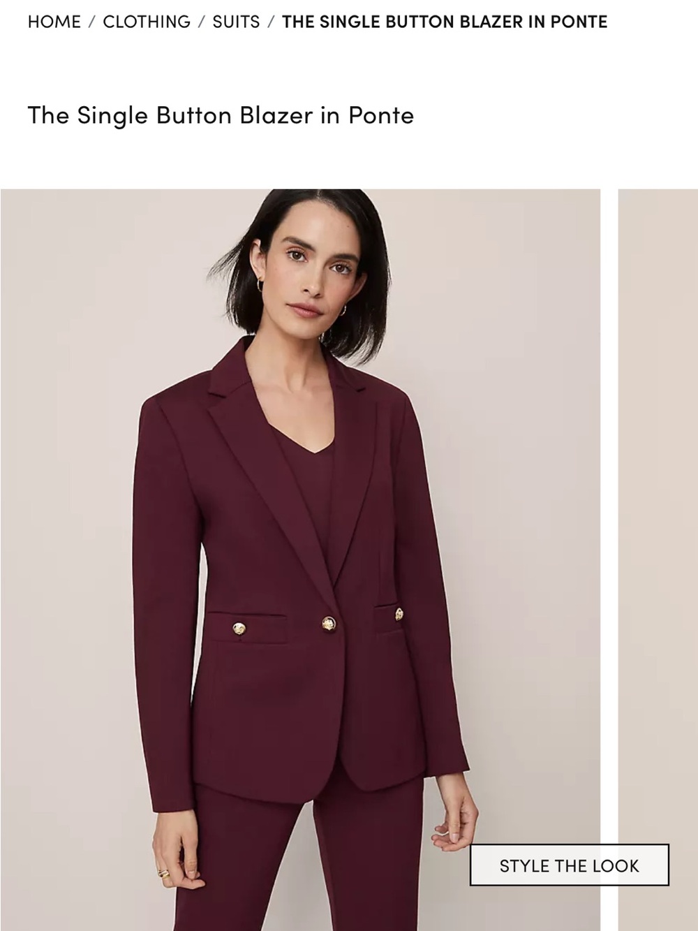 Ann Taylor The Single Button Blazer in Ponte - Burgundy